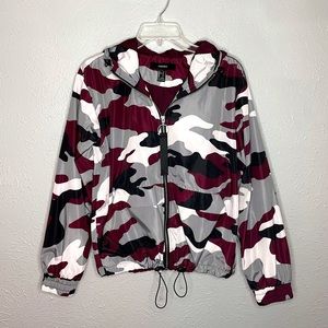 Forever 21 Maroon Camo Windbreaker Jacket